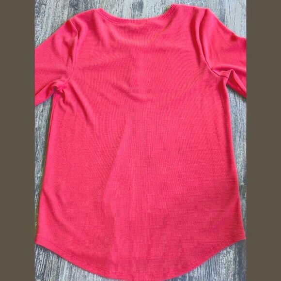 Calvin Klein Pink Waffle‑Knit Henley Top (Women’s M) - Picture 6 of 11